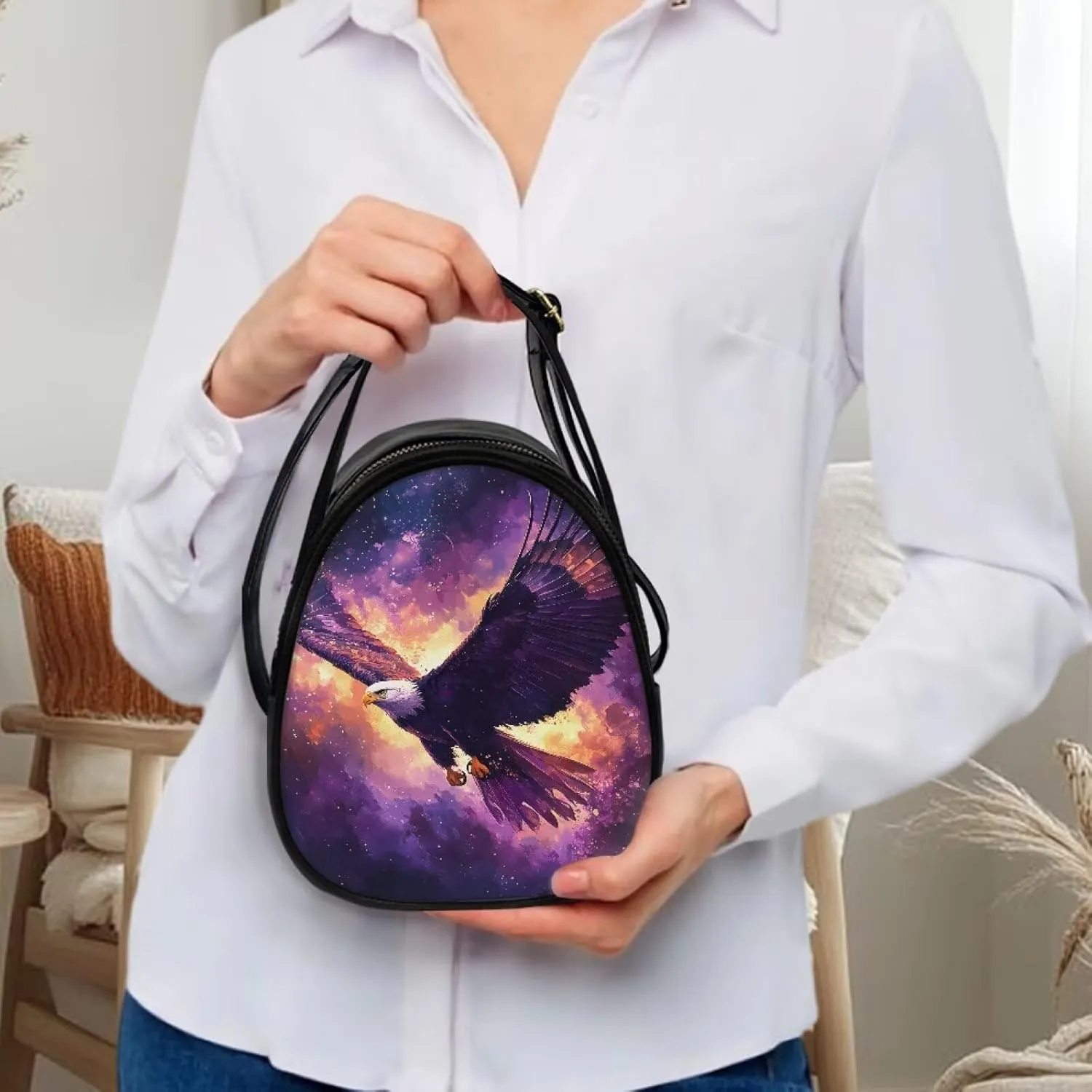 Lady Double Layer Soft PU Leather Womens Handle Small Square Bag Satchel Handbag with Zipper Pockets Shoulder Bag