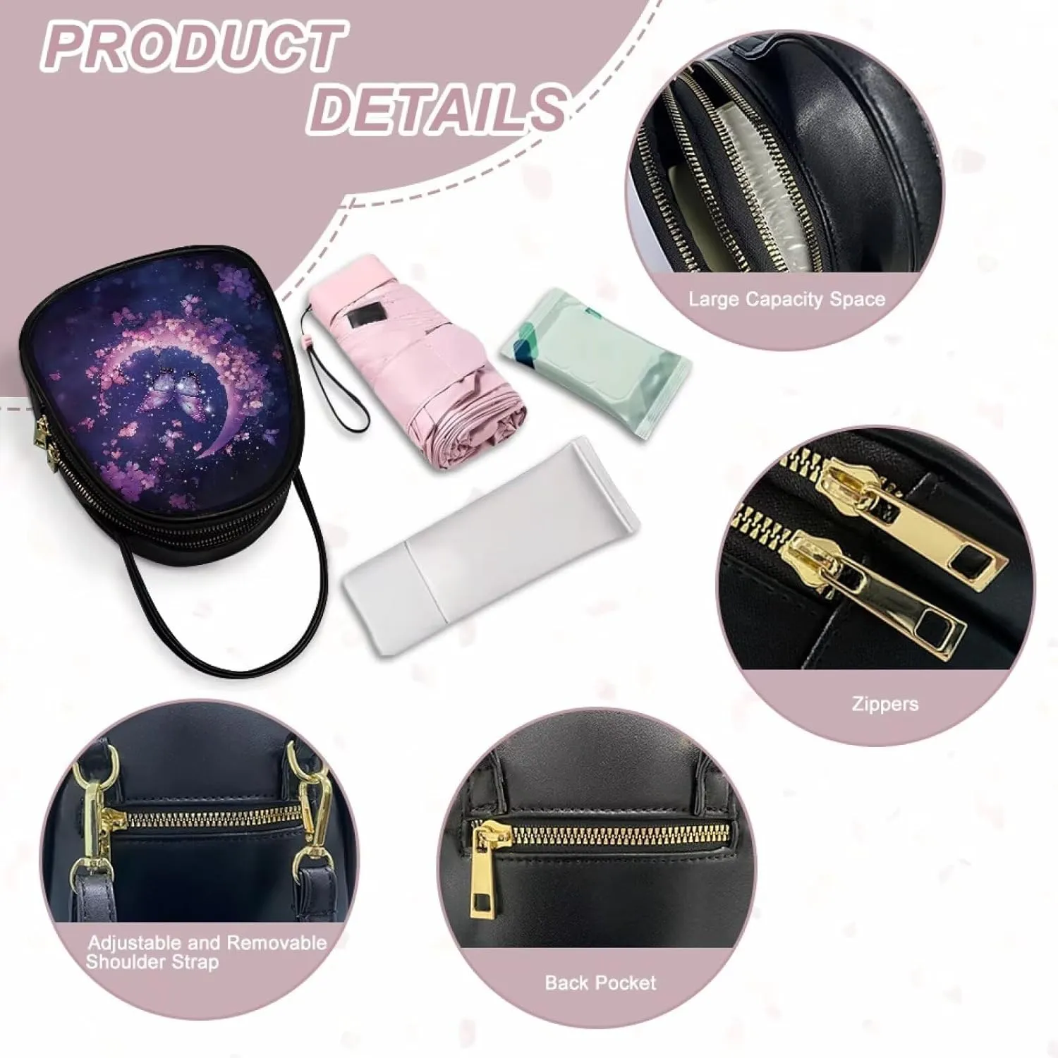 Lady Double Layer Soft PU Leather Womens Handle Small Square Bag Satchel Handbag with Zipper Pockets Shoulder Bag