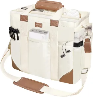 Large Canvas Tote Bag for Women,Laptop Crossbody Purses Everyday Bag Big Cpacity Purse Reusable Handbags for Work Beach Gym (White)