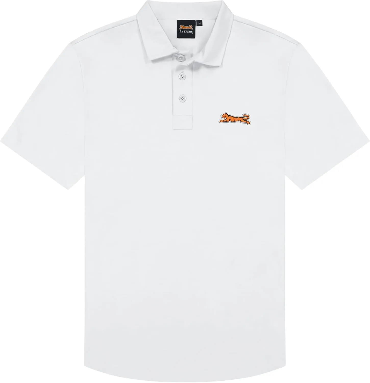 Le TIGRE Classic Cotton Polo Shirts for Men - Breathable Collared Shirts for Men with Stretch - Machine Washable Mens Polo Shirts - White, Size XXL