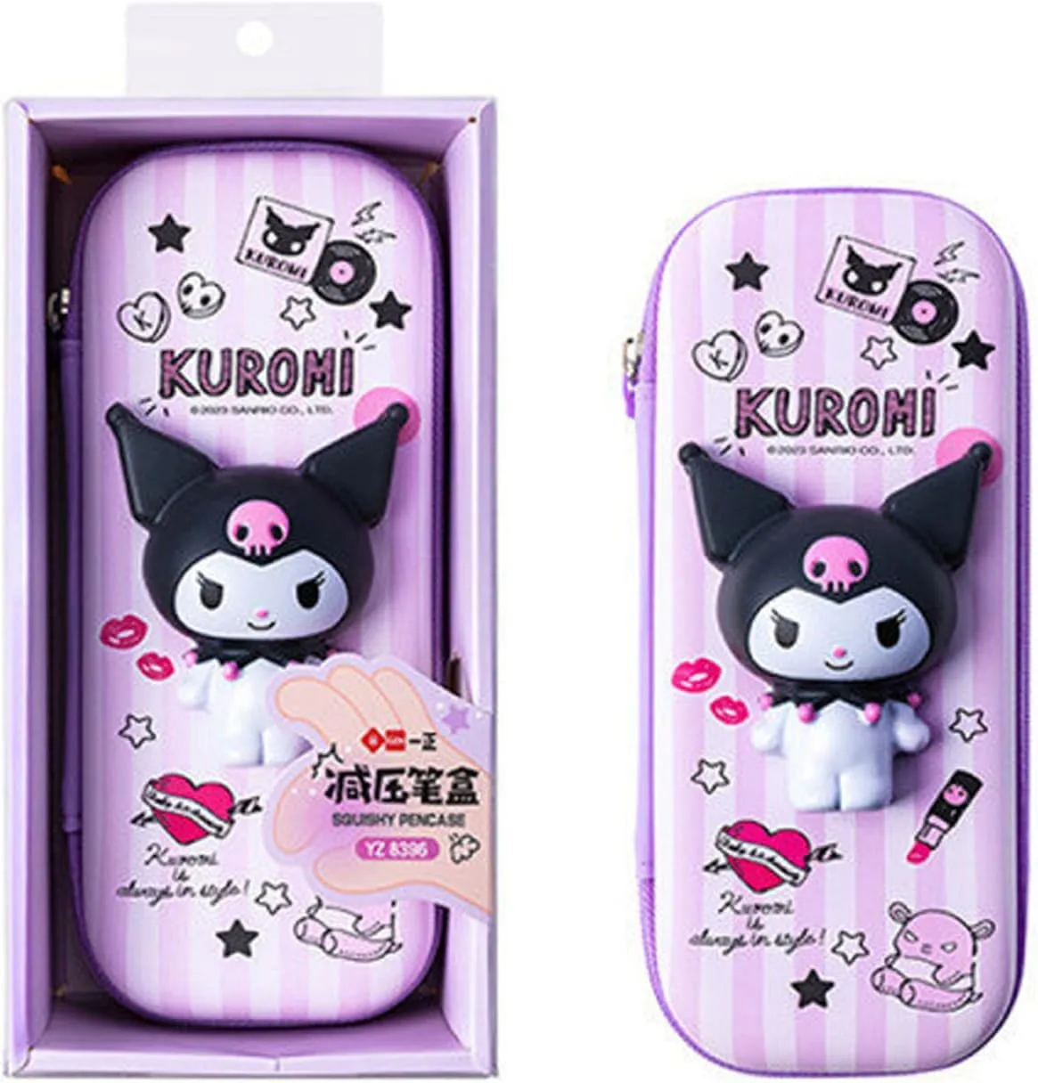Lovely anime character pouch, travel makeup brush holder, mini bag, multipurpose pouch (Black cloak rabbit)