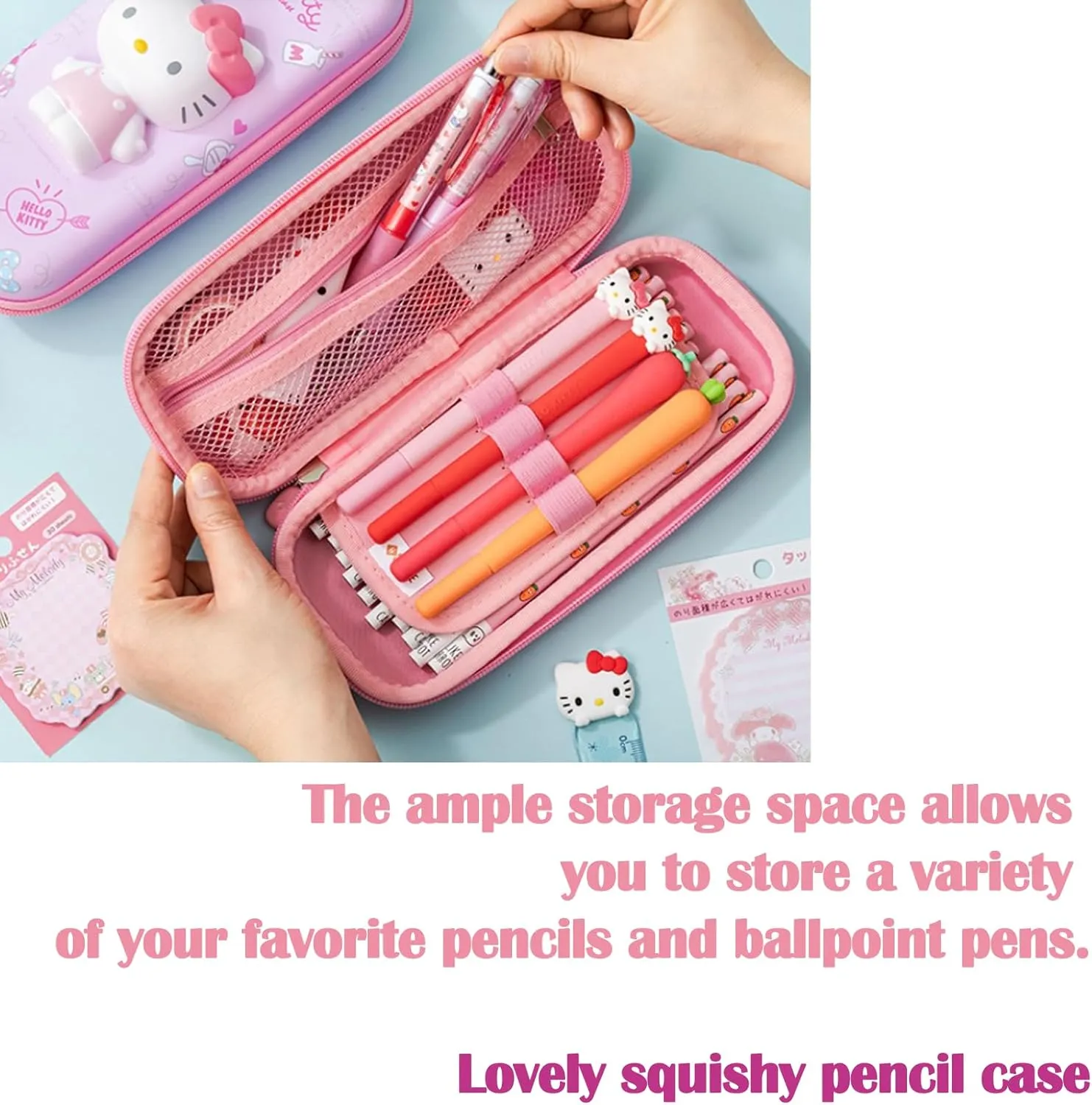 Lovely anime character pouch, travel makeup brush holder, mini bag, multipurpose pouch (Pink cloak rabbit)
