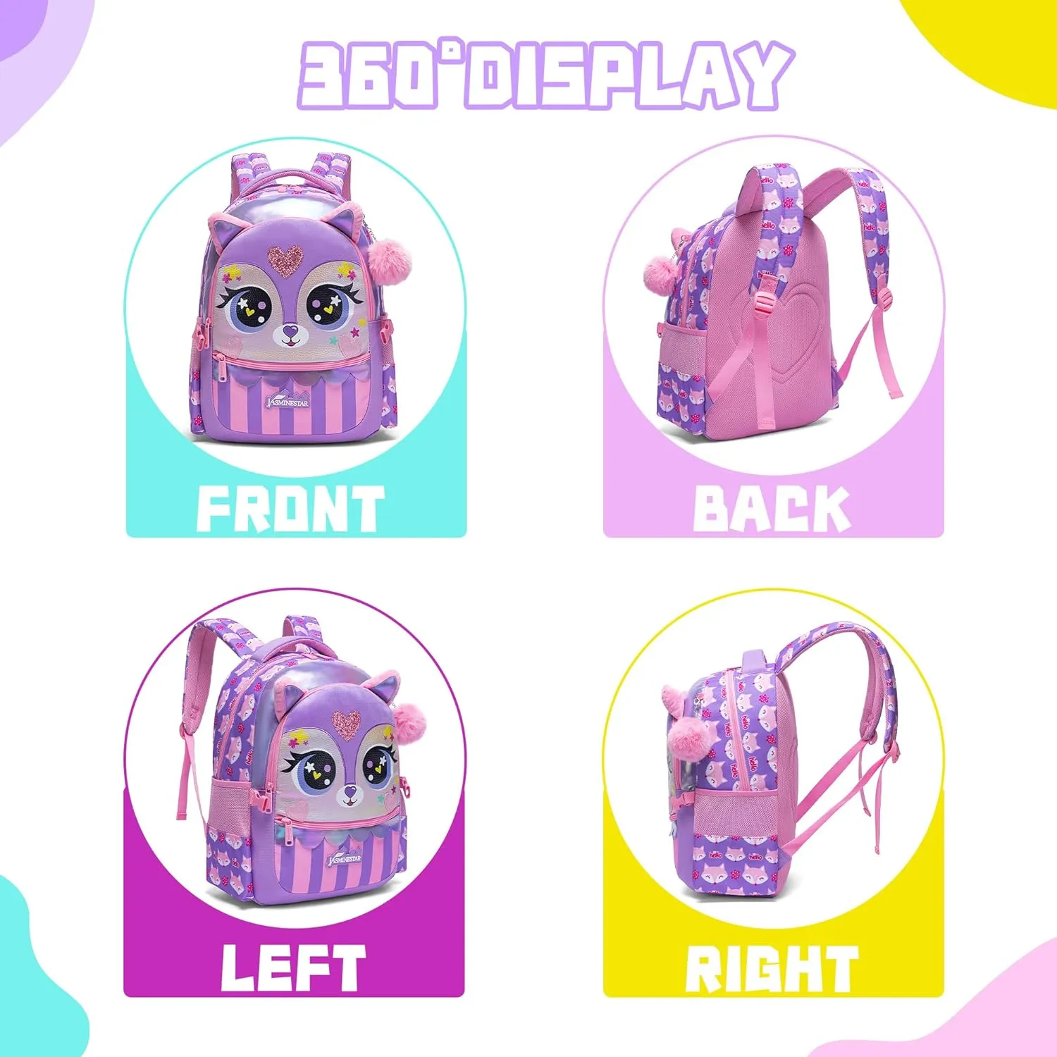 Meetbelify 3 in 1 Backpack Set for Girls - Ages 8-10 with Lunch Box & Pencil Case