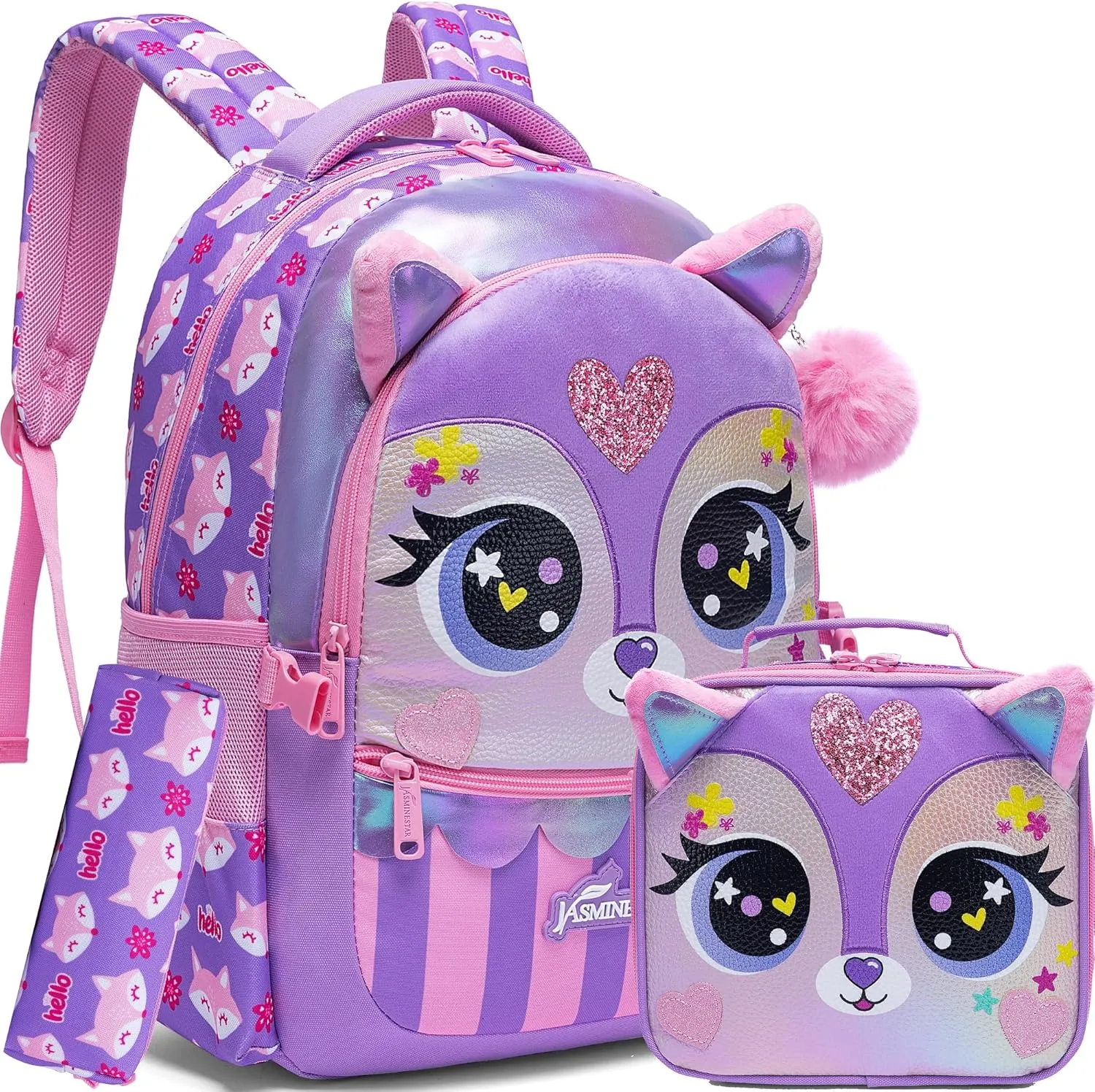 Meetbelify 3 in 1 Backpack Set for Girls - Ages 8-10 with Lunch Box & Pencil Case