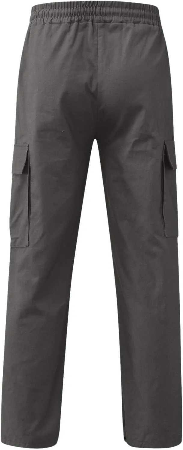 Mens Cargo Pants with Pockets Baggy Open Bottom Relaxed Fit Sweatpants Lightweight Plus Size Comfy Hiking Athletic Trousers