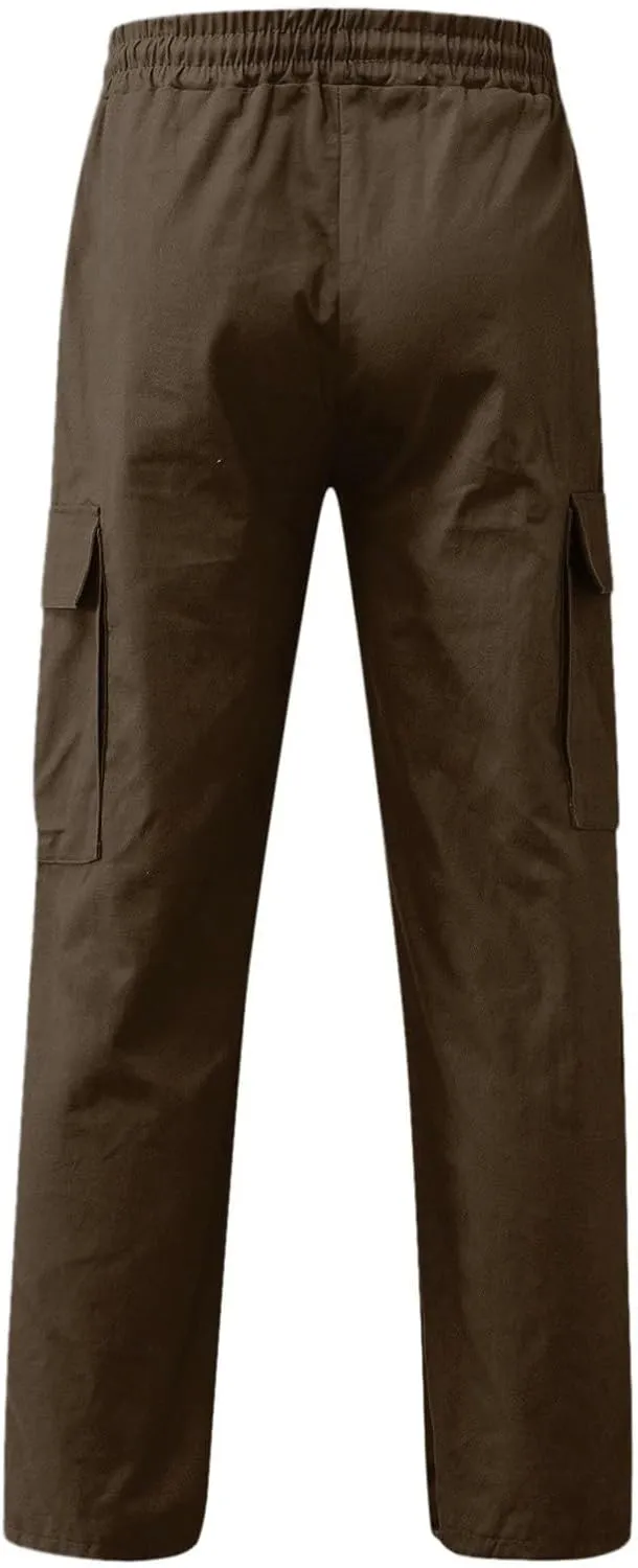 Mens Cargo Pants with Pockets Baggy Open Bottom Relaxed Fit Sweatpants Lightweight Plus Size Comfy Hiking Athletic Trousers