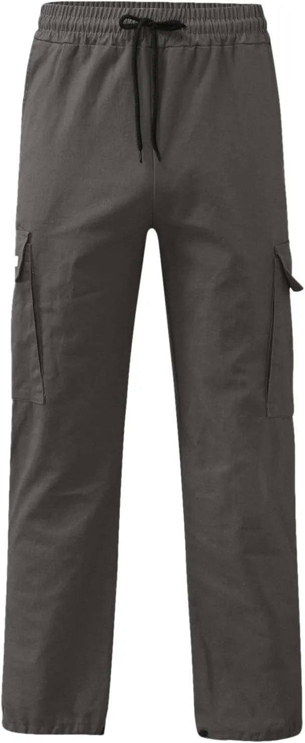 Mens Cargo Pants with Pockets Baggy Open Bottom Relaxed Fit Sweatpants Lightweight Plus Size Comfy Hiking Athletic Trousers