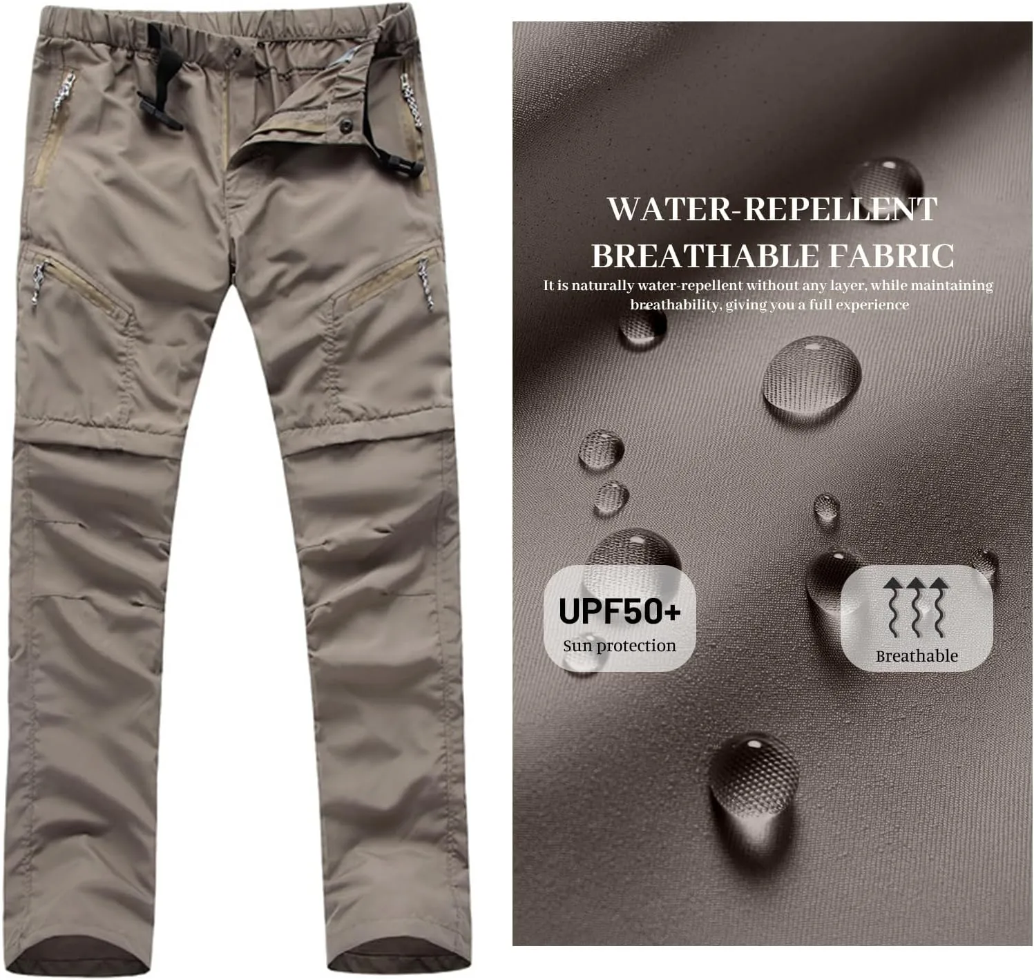Men's Convertible Hiking Pants Quick Dry Zip Off Trouser Lightweight Breathable Cargo Pant for Outdoor Fishing Travel