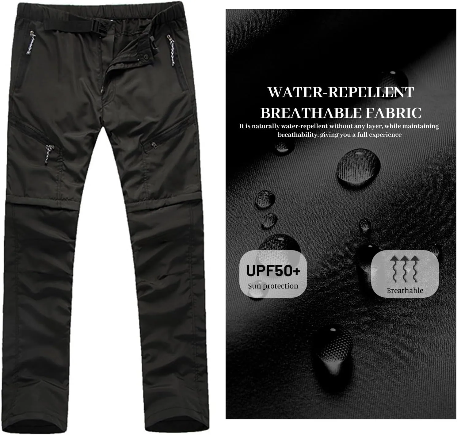 Men's Convertible Hiking Pants Quick Dry Zip Off Trouser Lightweight Breathable Cargo Pant for Outdoor Fishing Travel