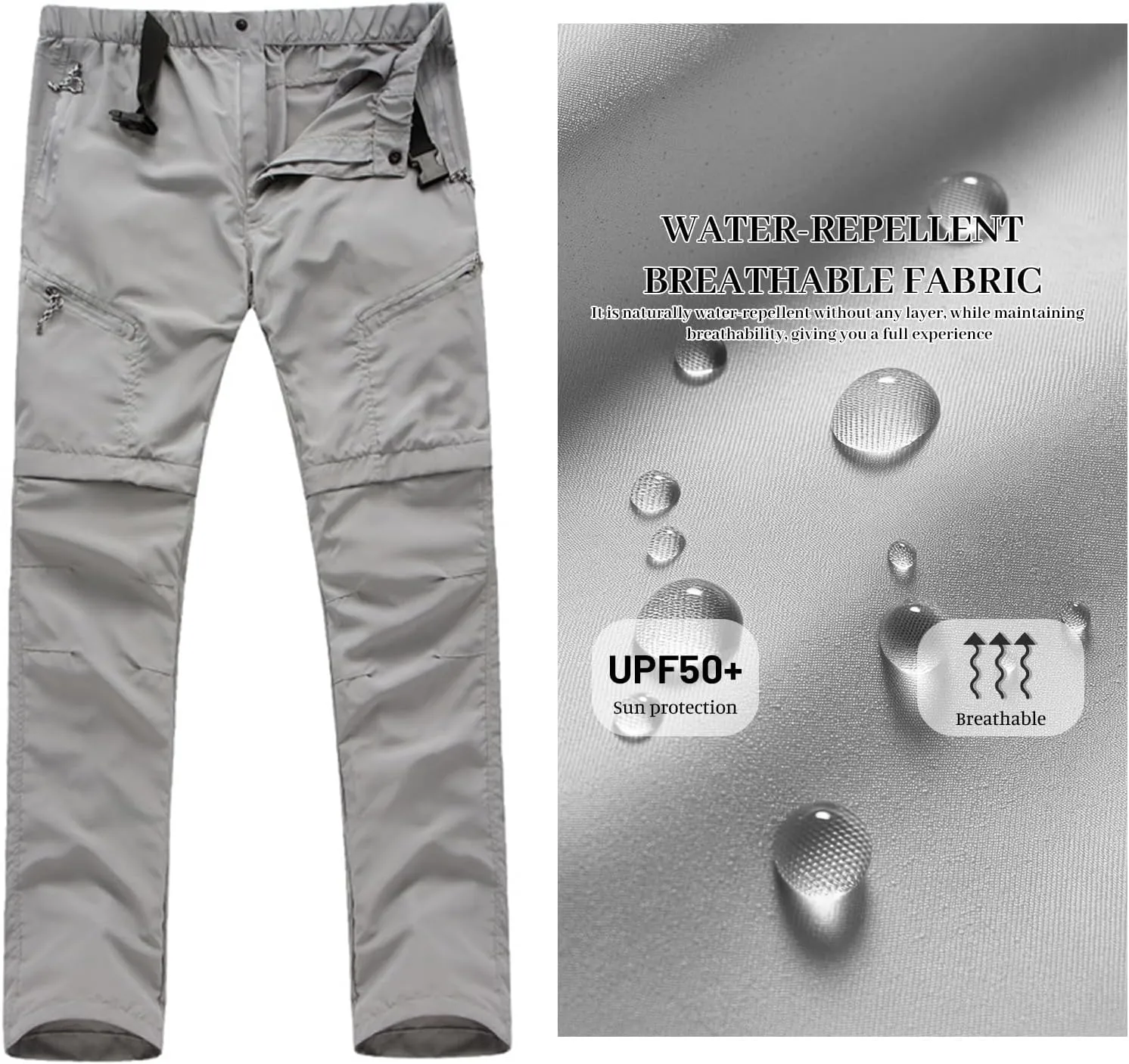 Men's Convertible Hiking Pants Quick Dry Zip Off Trouser Lightweight Breathable Cargo Pant for Outdoor Fishing Travel