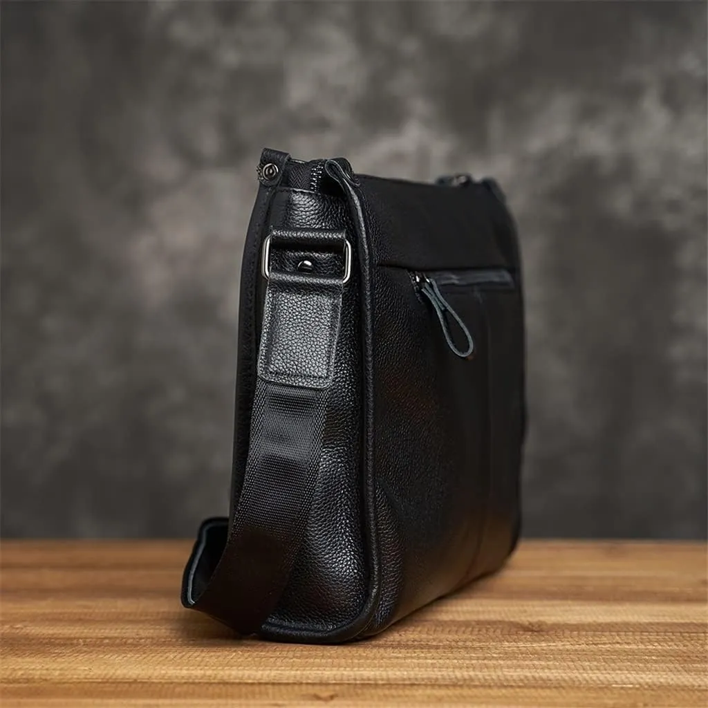 Men's leather soft leather shoulder bag first layer cowhide business messenger bag horizontal large capacity