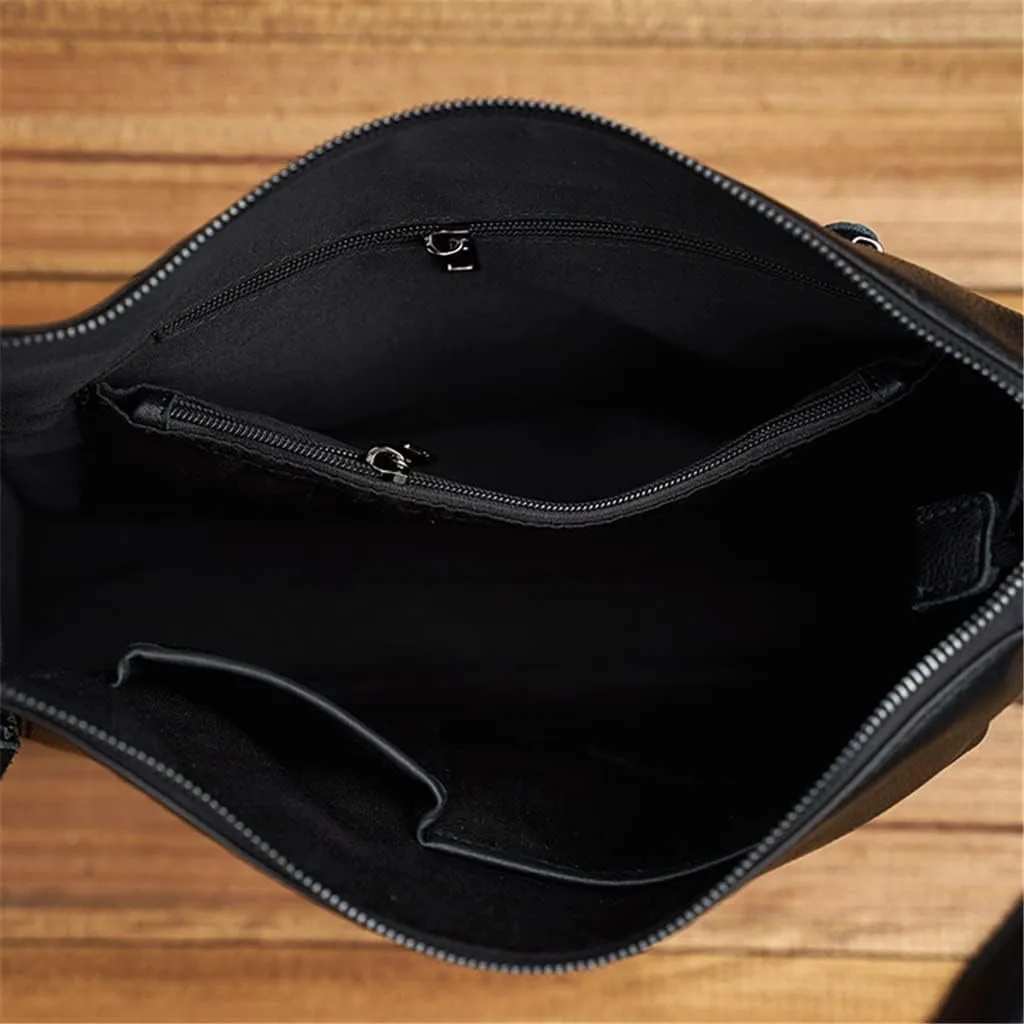 Men's leather soft leather shoulder bag first layer cowhide business messenger bag horizontal large capacity