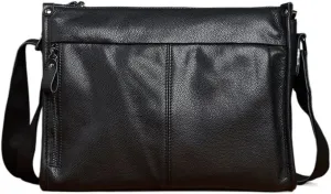 Men's leather soft leather shoulder bag first layer cowhide business messenger bag horizontal large capacity