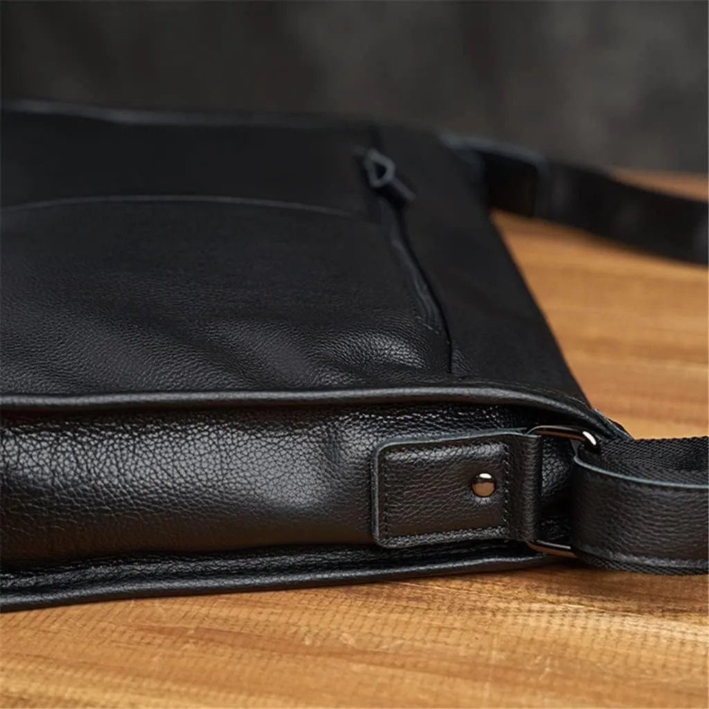 Men's leather soft leather shoulder bag first layer cowhide business messenger bag horizontal large capacity