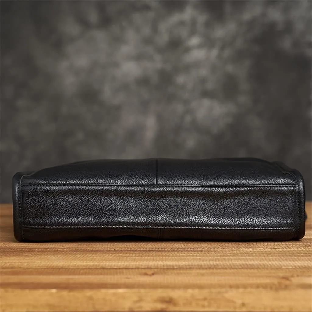 Men's leather soft leather shoulder bag first layer cowhide business messenger bag horizontal large capacity