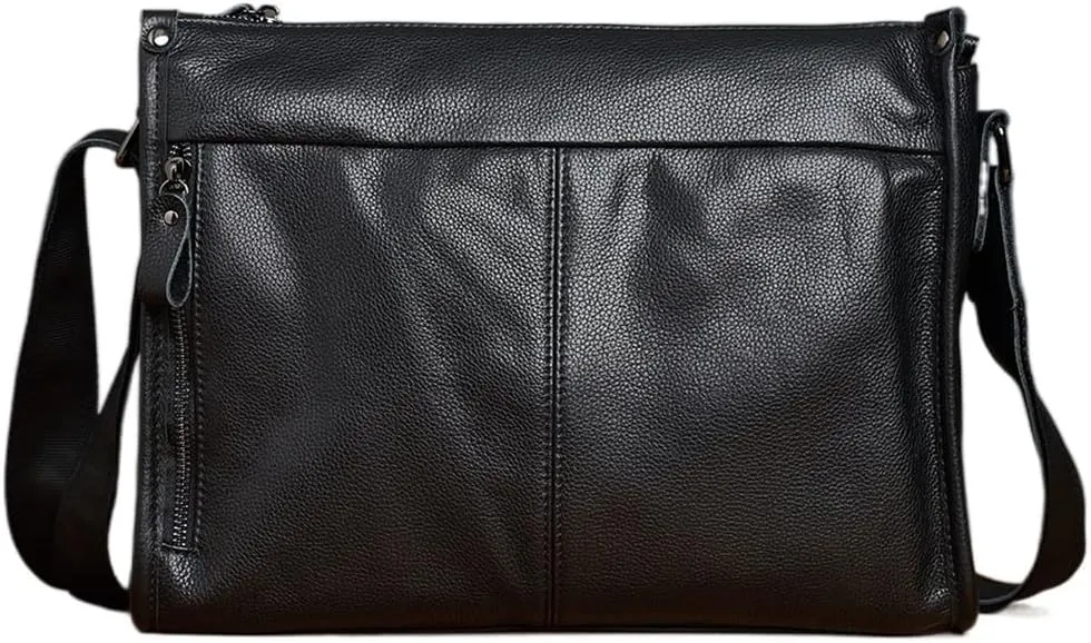 Men's leather soft leather shoulder bag first layer cowhide business messenger bag horizontal large capacity