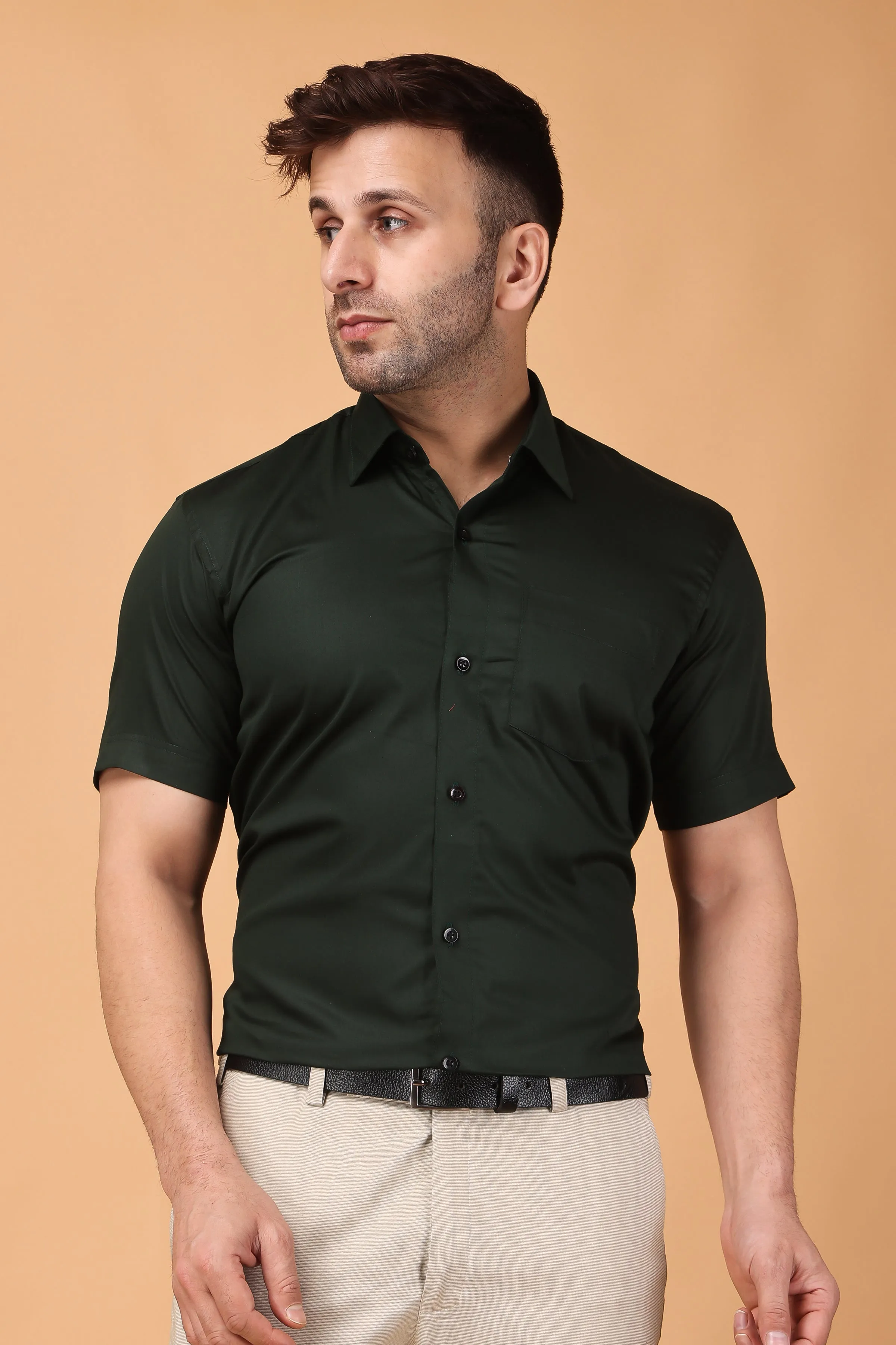 Midnight Fern Solid Cotton Shirt