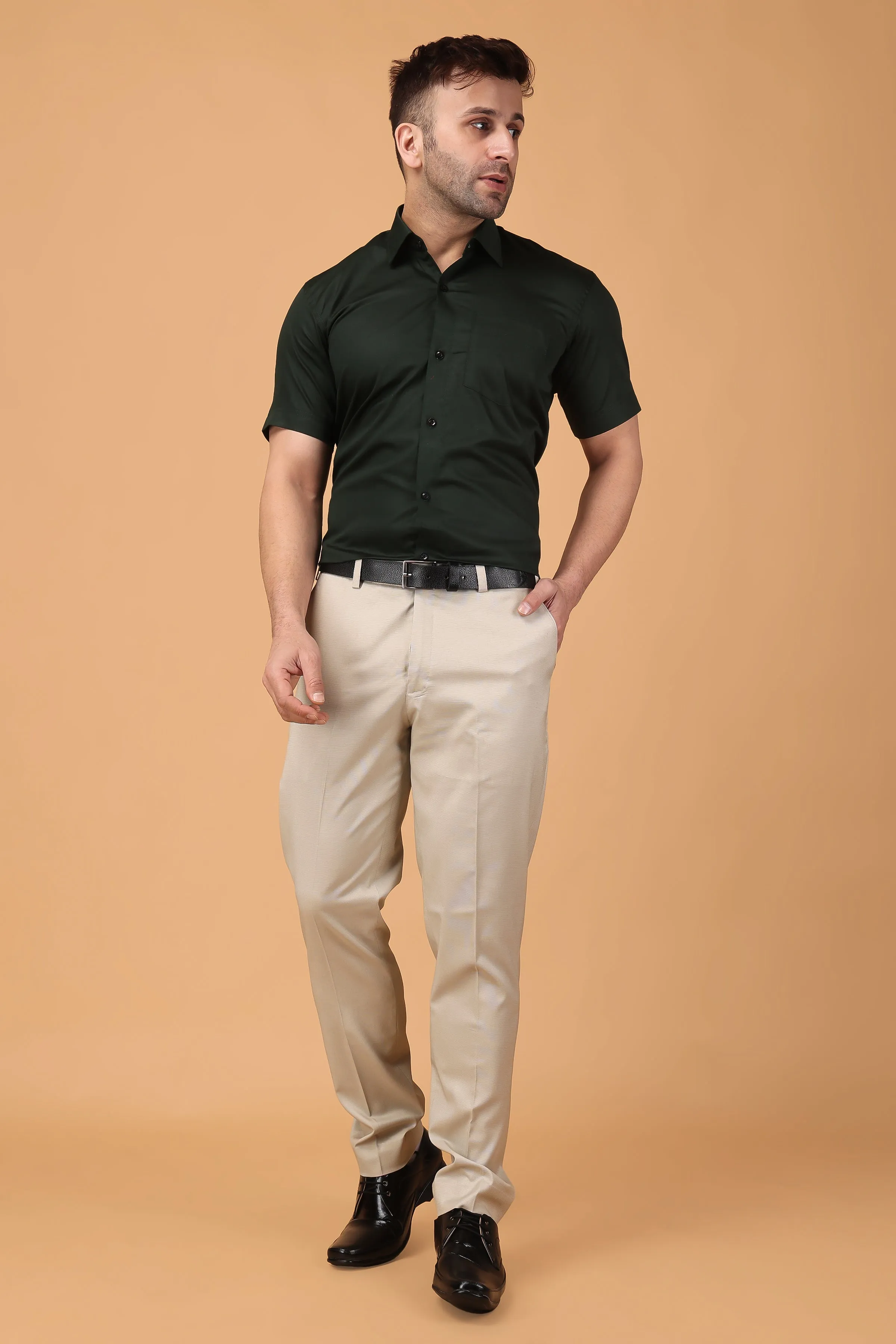 Midnight Fern Solid Cotton Shirt