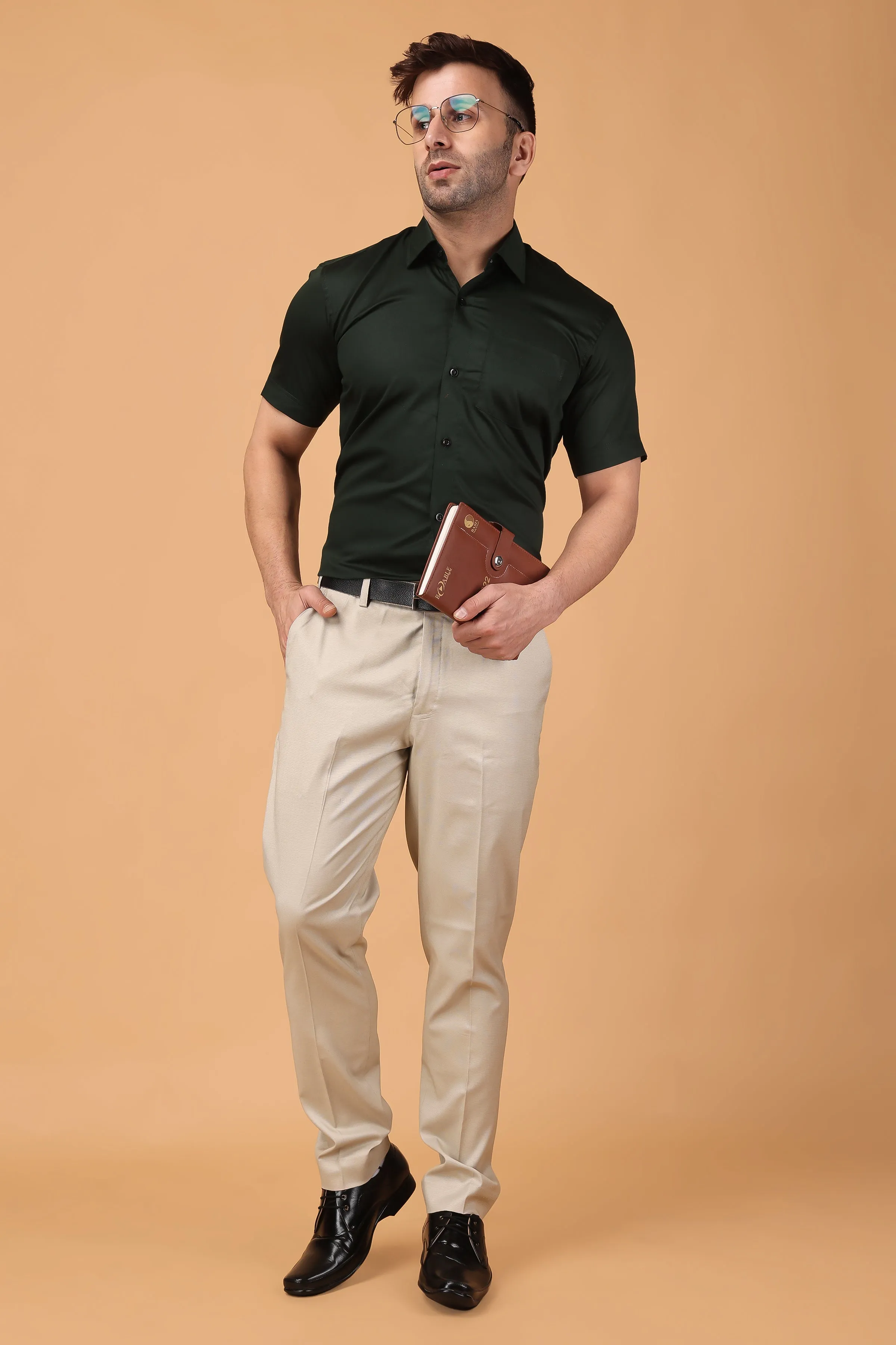 Midnight Fern Solid Cotton Shirt