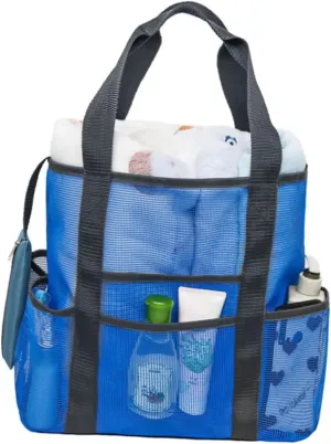 Mikinona Mesh Beach Bag Tote Bag Toy Tote for Large Capacity Waterproof Sturdy Multi-use Fashionable for Pool Beach Grocery Picnic