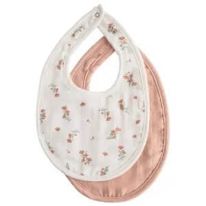 Mushie Muslin Bib 2 Pack (Blush/ Pink Floral)