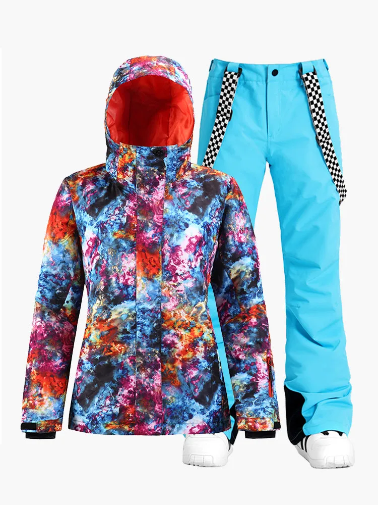 New winter snow suit single and double board outdoor mountaineering waterproof thick warm breathable ski suit women suit