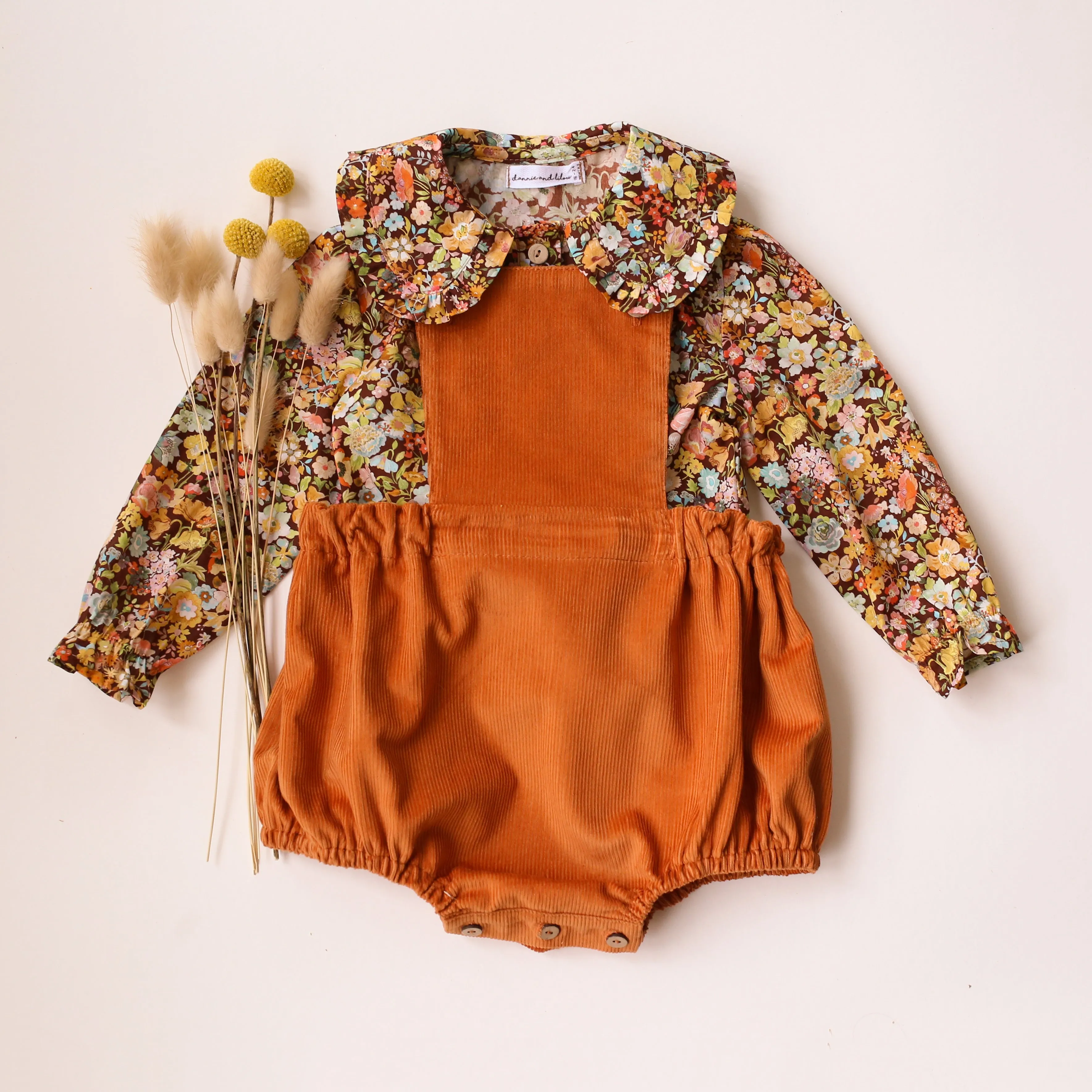 Ochre Corduroy Pinafore Romper