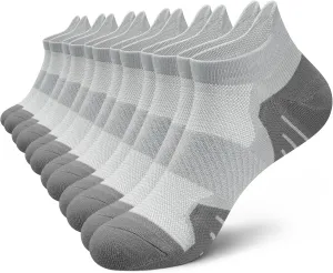 PAPLUS 6 Pairs Ankle Compression Socks for Women, Cushioned Running Socks with Arch Support, Low Cut, Targeted Compression