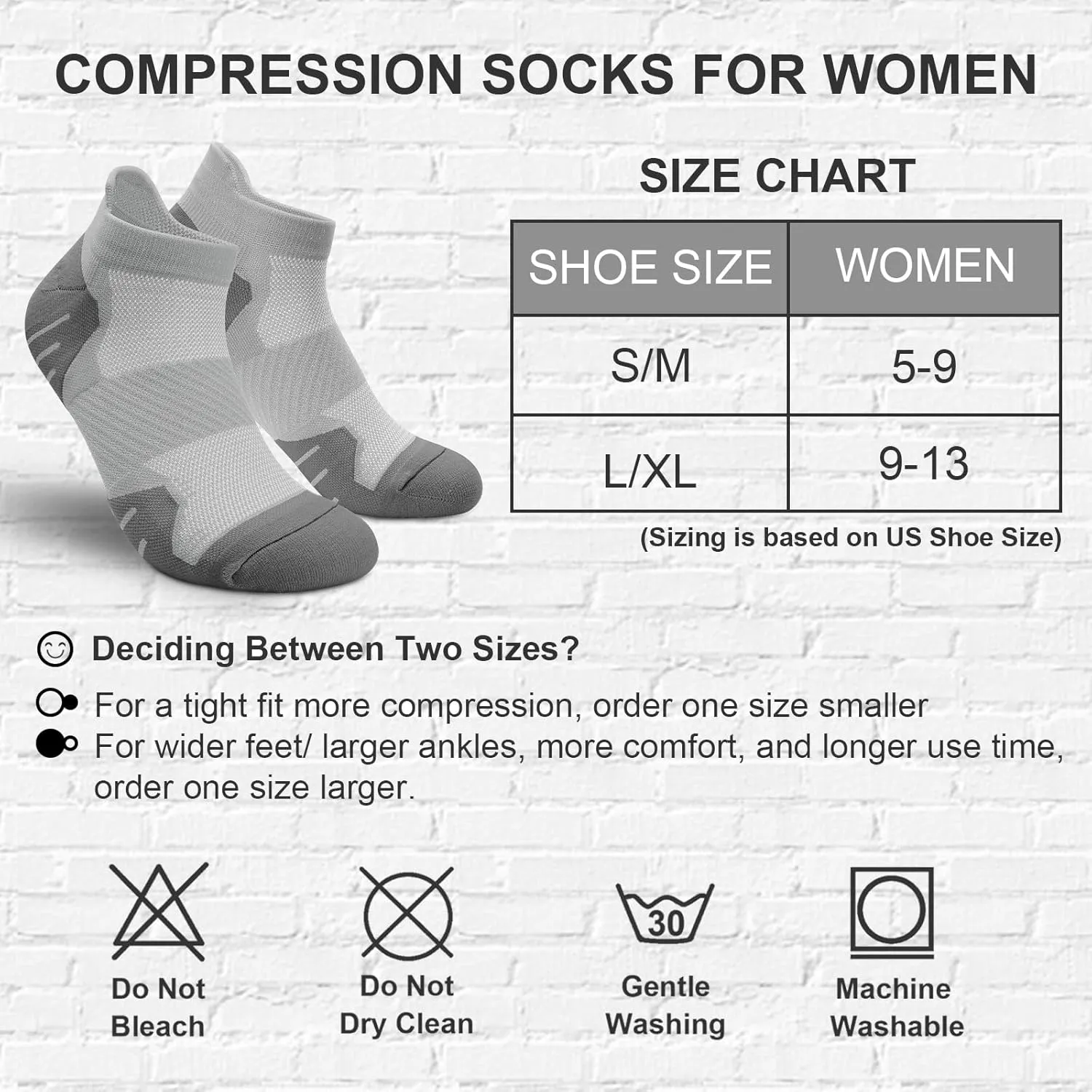 PAPLUS 6 Pairs Ankle Compression Socks for Women, Cushioned Running Socks with Arch Support, Low Cut, Targeted Compression