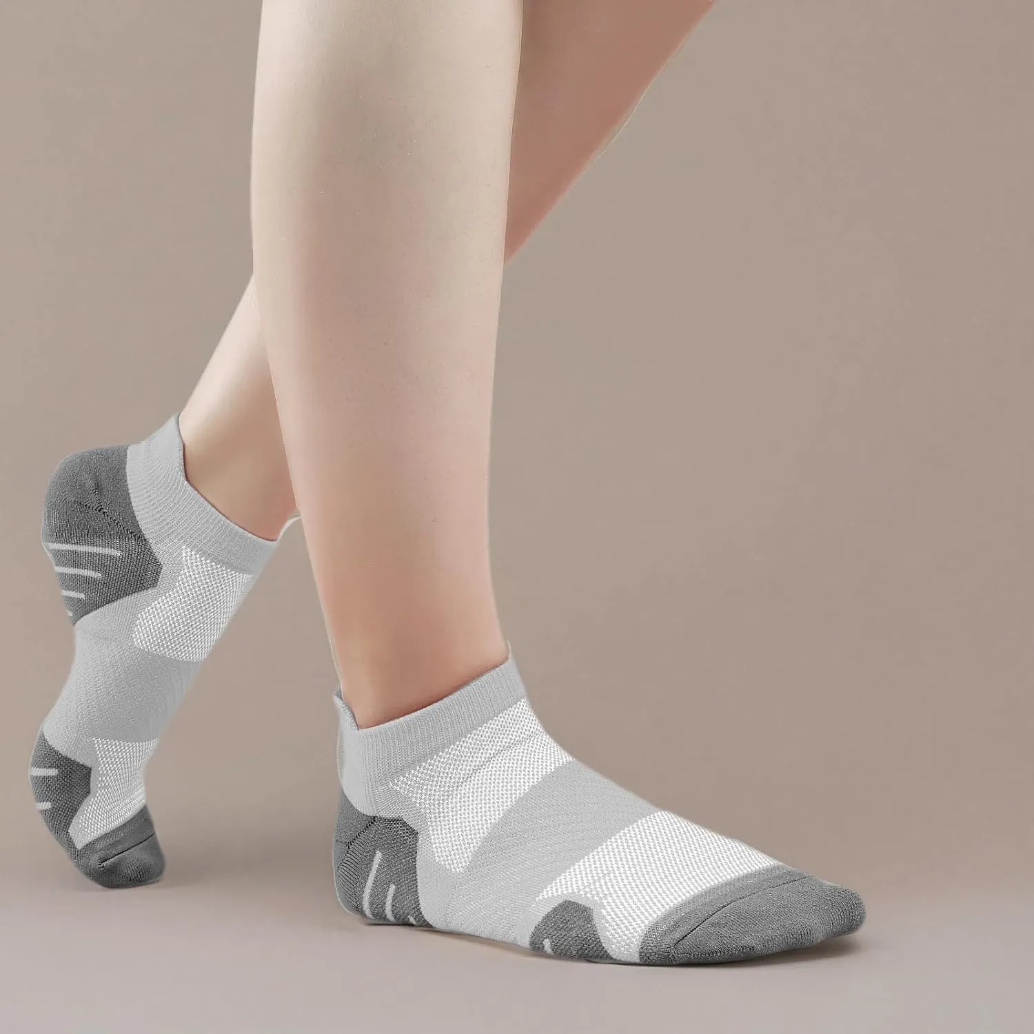 PAPLUS 6 Pairs Ankle Compression Socks for Women, Cushioned Running Socks with Arch Support, Low Cut, Targeted Compression