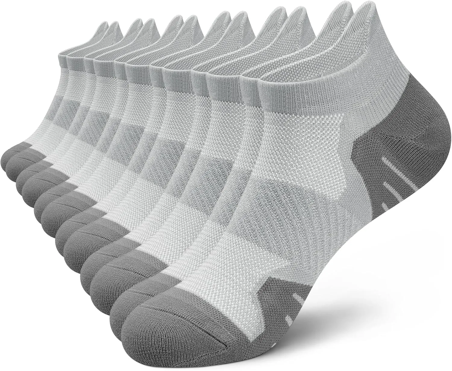 PAPLUS 6 Pairs Ankle Compression Socks for Women, Cushioned Running Socks with Arch Support, Low Cut, Targeted Compression