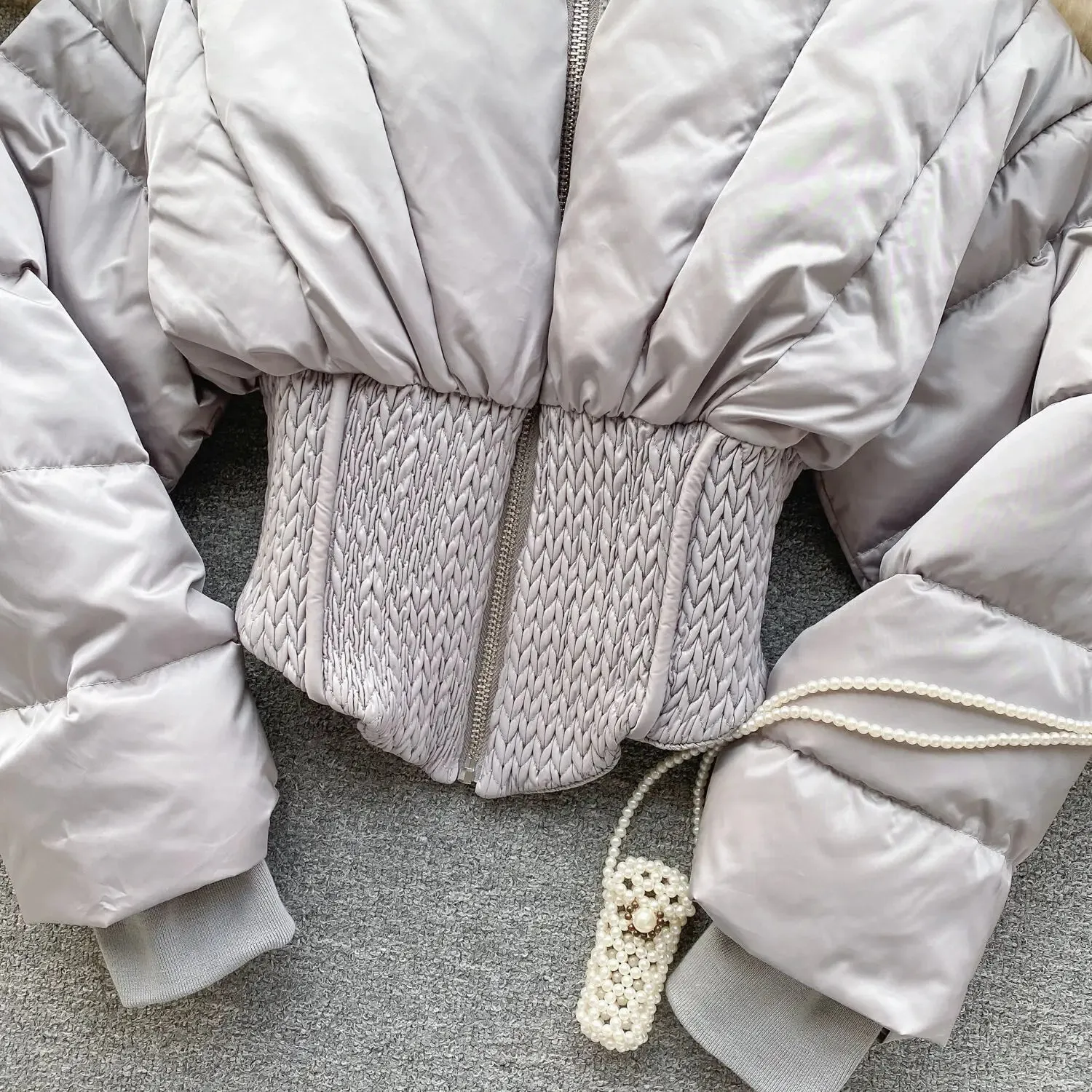 Pre Order:  Contoured Waist Zip-Up Padded Jacket
