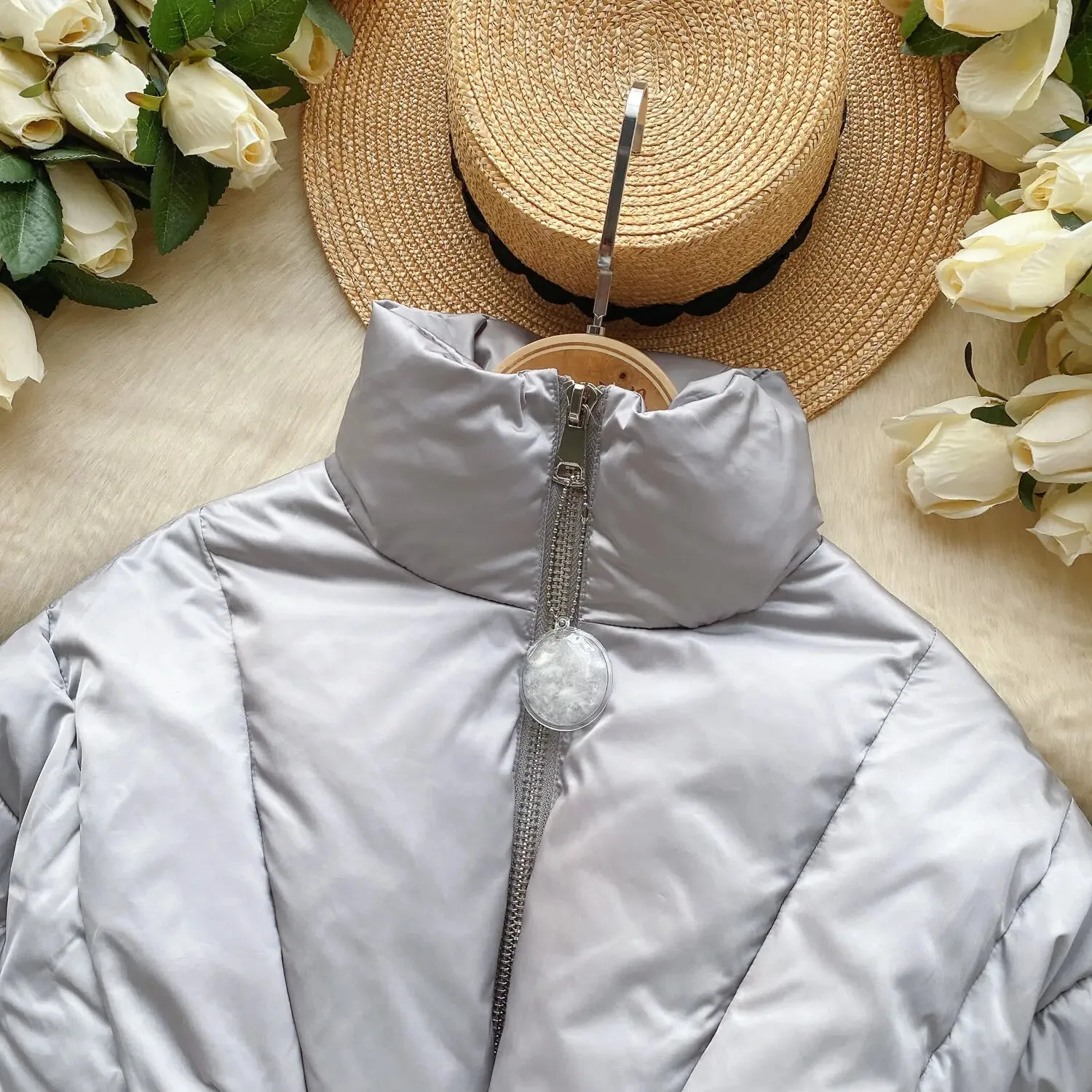 Pre Order:  Contoured Waist Zip-Up Padded Jacket