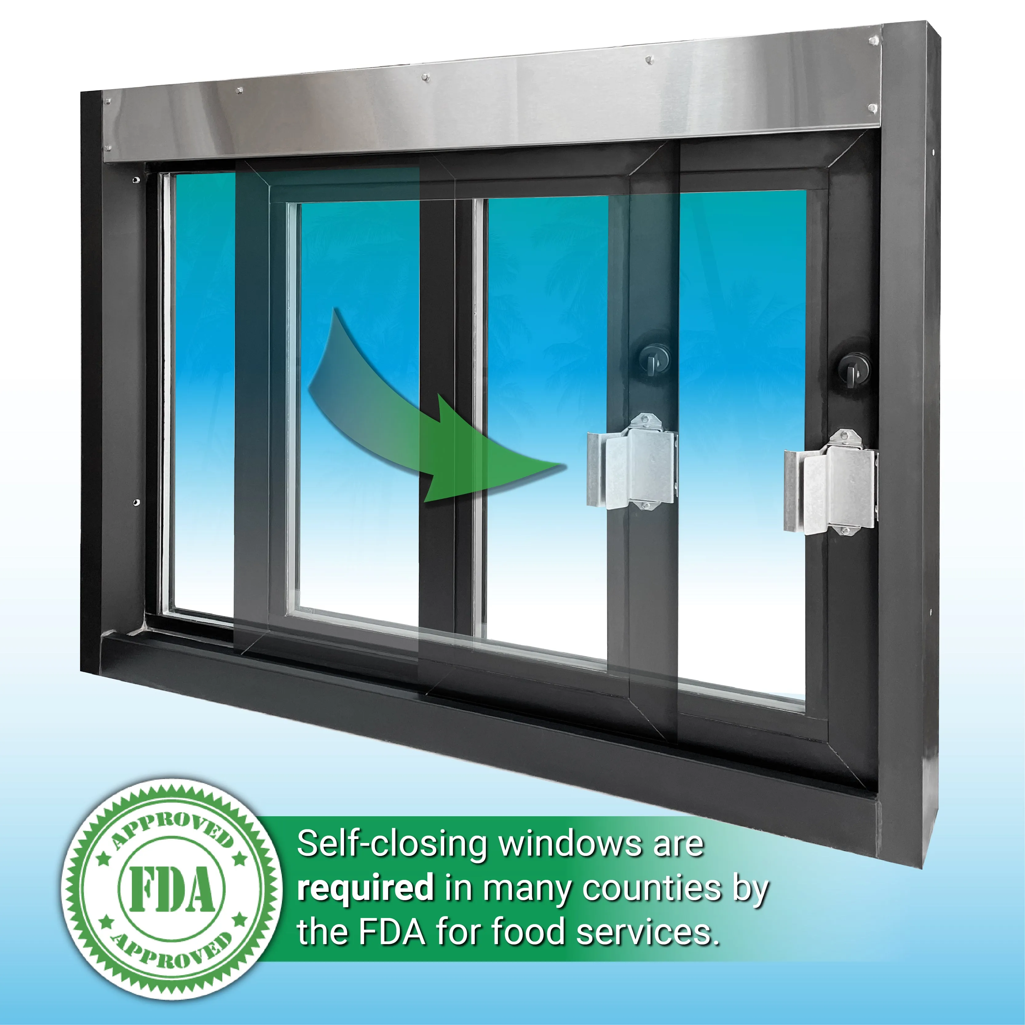 Quikserv Self Closing Drive-Thru Slider Window | Multiple Sizes and Glass Options