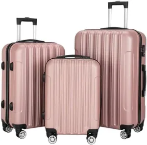 Rolling Garment Bags for Travel 3-in-1 Multifunctional Large Capacity Traveling Storage Suitcase Luggage Set Rose Gold