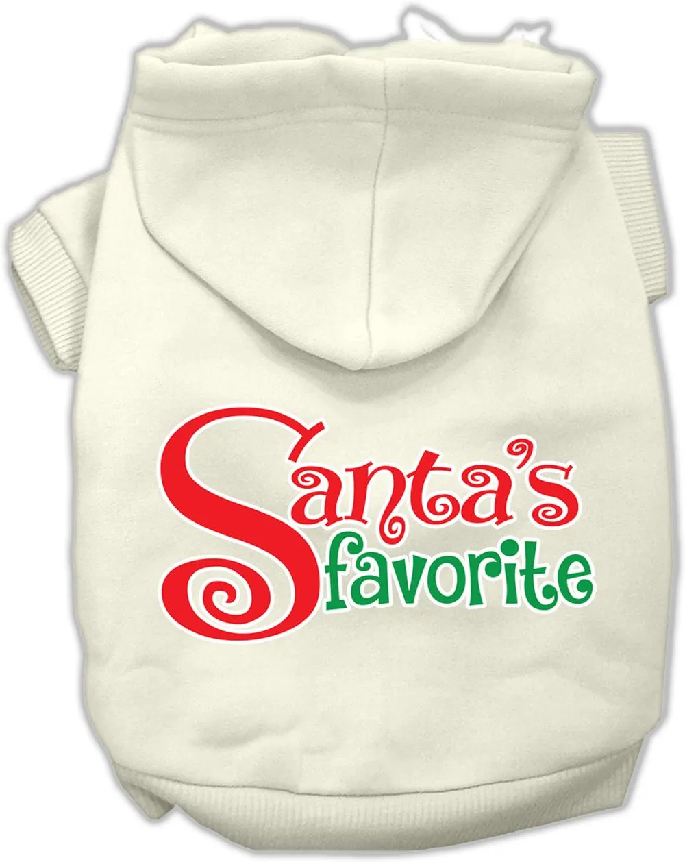 Santas Favorite Screen Print Pet Hoodie Cream Med (12)