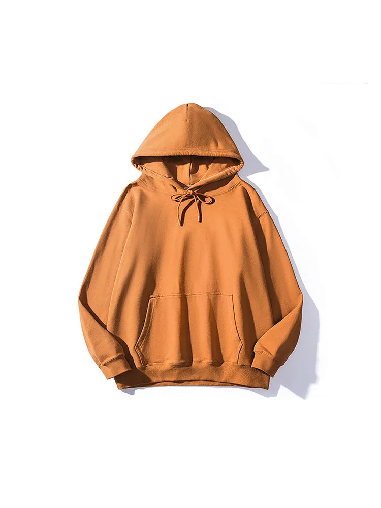 Street Heavyweight Solid Colour Terry Pullover Loose Fitting Hoodie