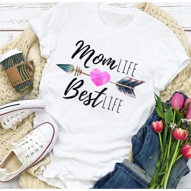 Stylish Fashionable Women Graphic  Print Mother Summer Shirt Tops
