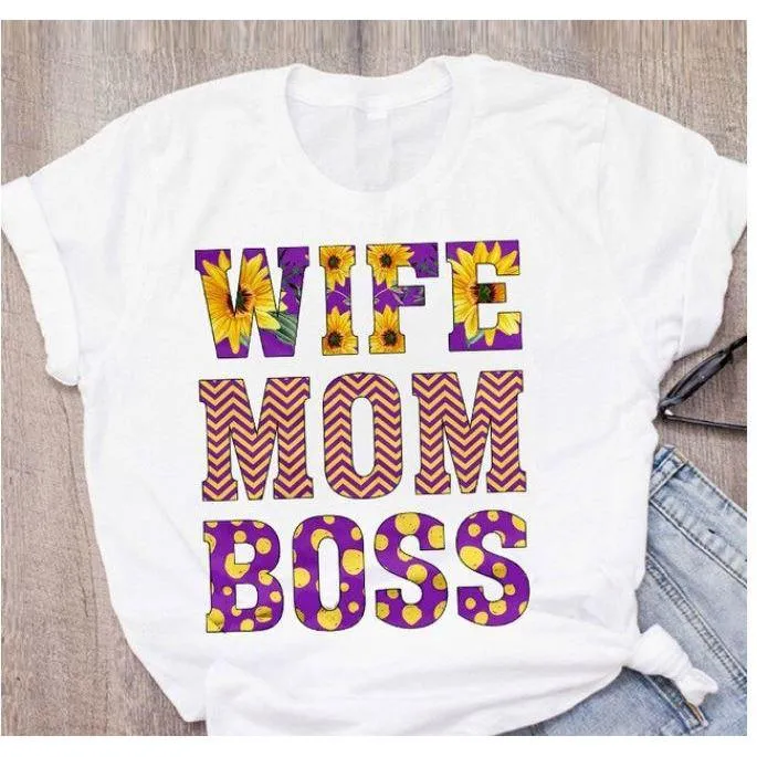 Stylish Fashionable Women Graphic  Print Mother Summer Shirt Tops