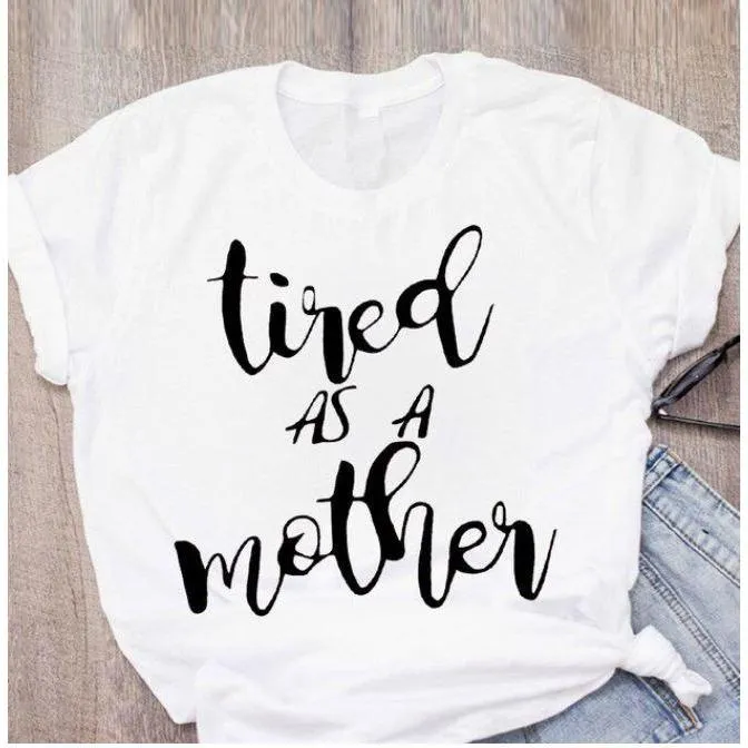 Stylish Fashionable Women Graphic  Print Mother Summer Shirt Tops