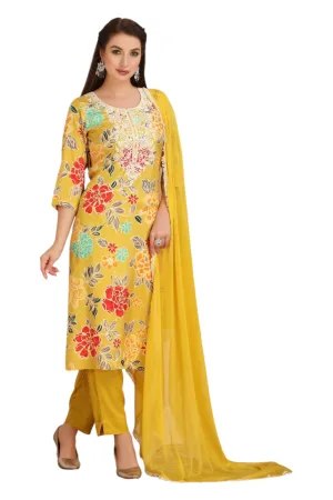 Sunshine yellow printed salwar kurta set