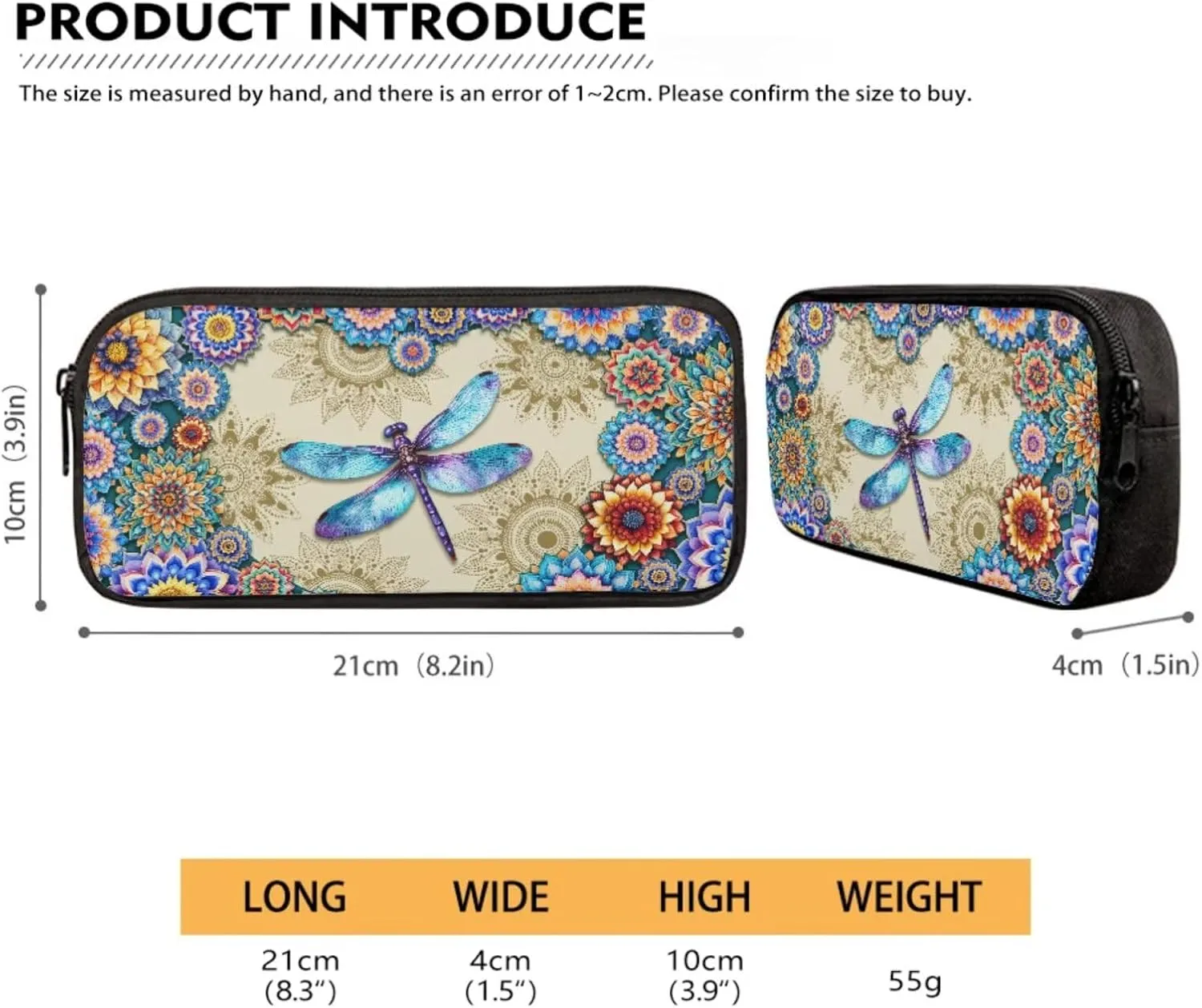 Suobstales Boho Mandala Dragonfly Print Backpack for Kids Bookbag with Lunch Box Pencil Case Set Rucksack Satchel Laptop Bags 3 In 1 School Supplies for Teens Girls