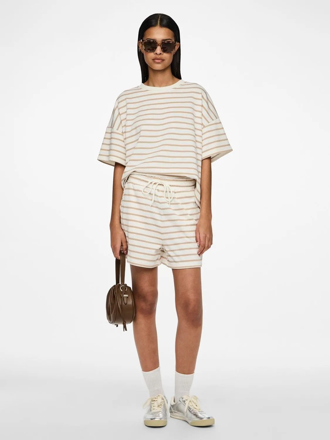 Sweat shorts - Beige/hvid - Chilli - Pieces