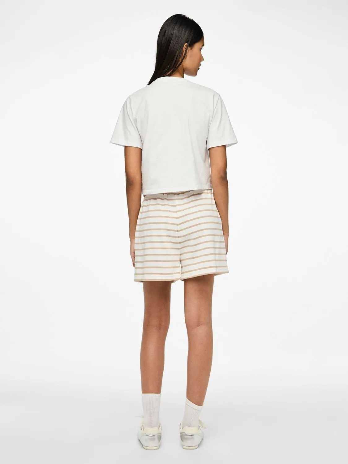 Sweat shorts - Beige/hvid - Chilli - Pieces
