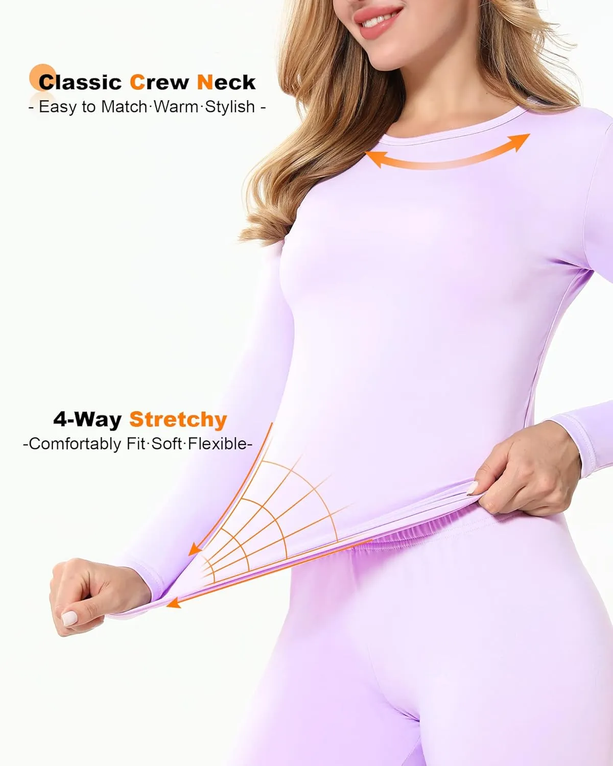 Thermal Underwear Set for Women Long Johns Fleece Lined Base Layer Soft Top Bottom