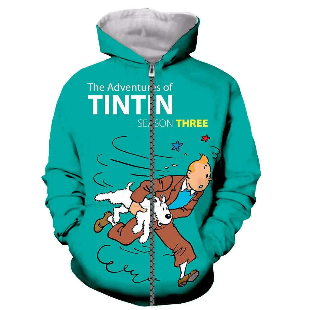 Tintin 3D Printed Pullovers Sweatshirts Hoodies