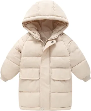 Toddler Heavyweight Puffer Jacket Boys Girls Winter Coat Windproof Warm Long Down Jacket Kids Warm Padded Outwear
