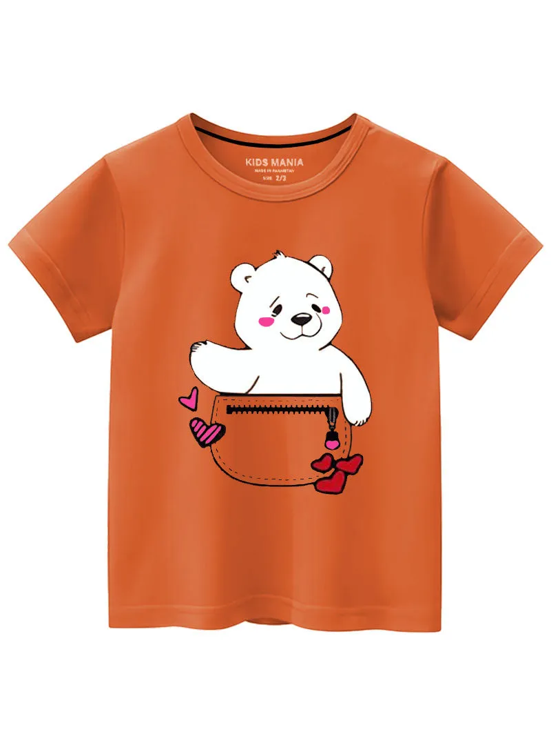 Trendy Cute Bear Cotton T-Shirts For Children's