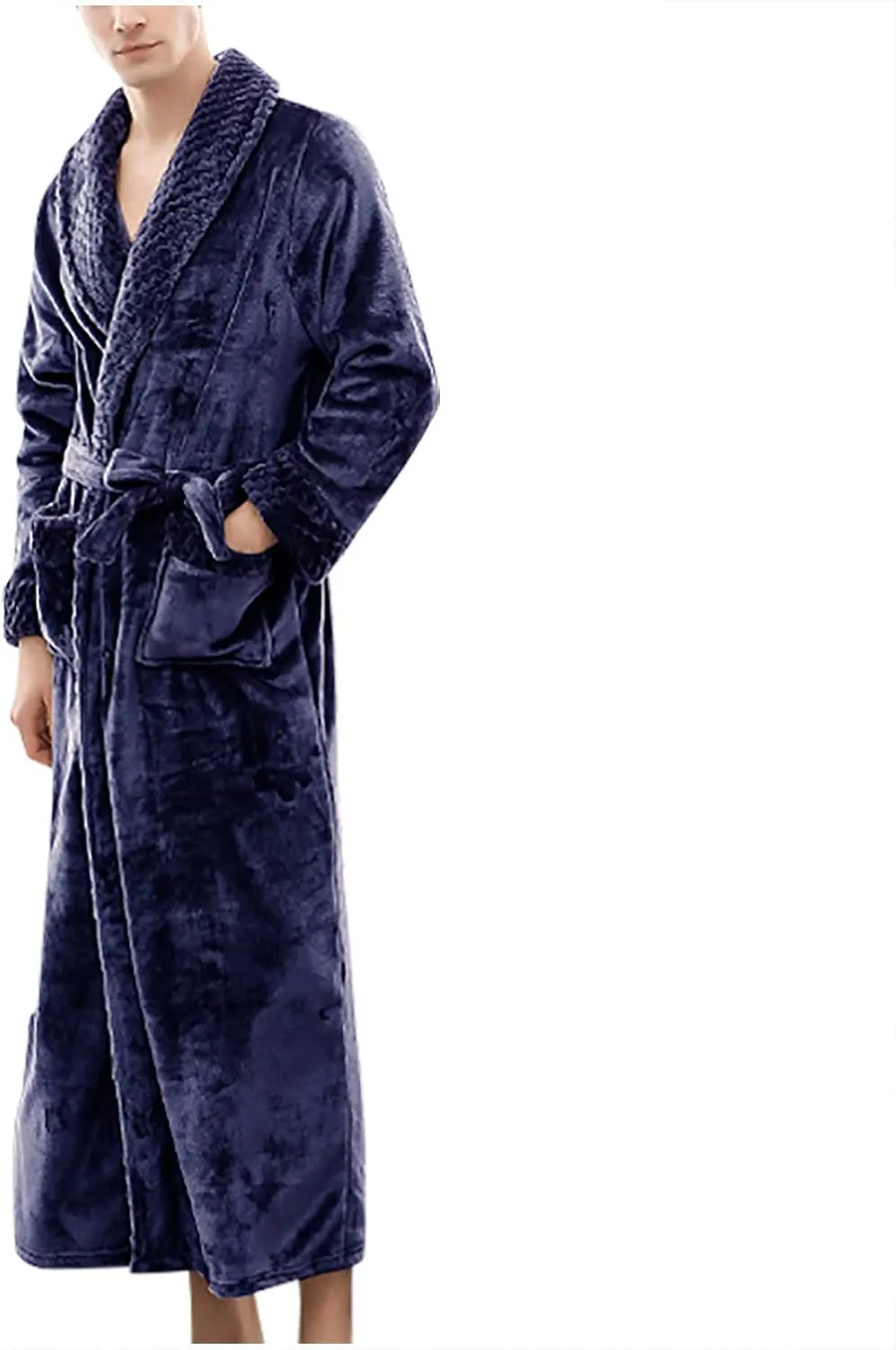 tuduoms Plush Long Robes for Men Women Soft Warm Flannel Fleece Full Length Bathrobe Winter Warm Pajamas Shower Nightgown