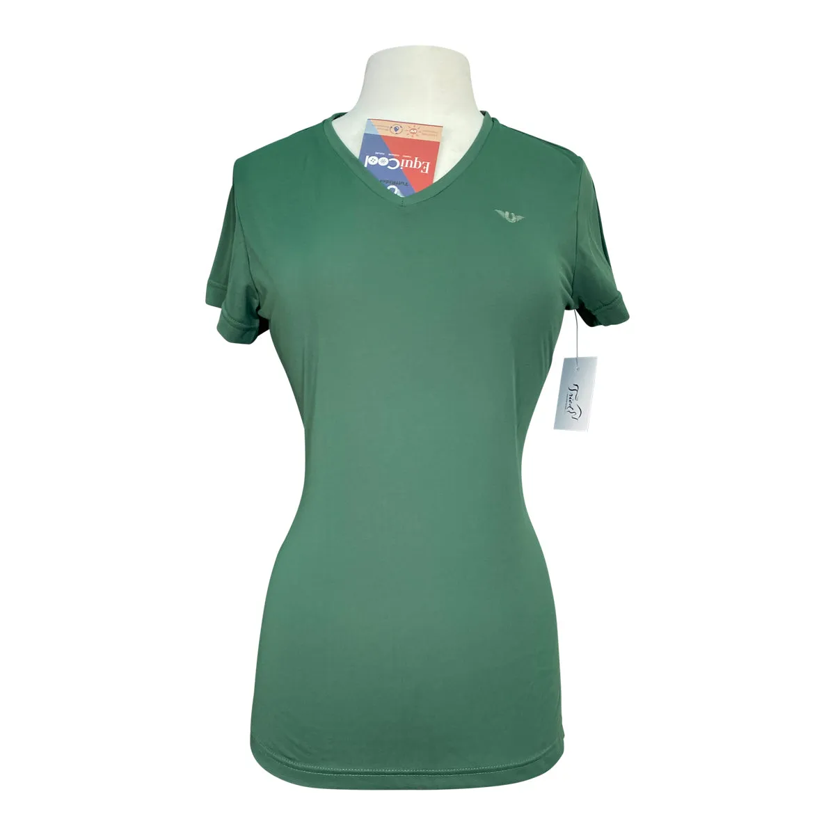 TuffRider 'Taylor' EquiCool Short Sleeve V-Neck Tee in Duck Green - Women's Large